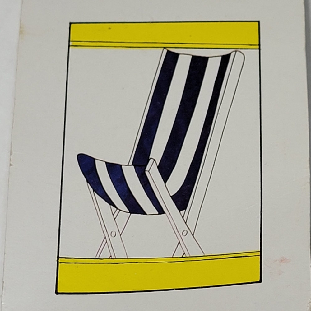 New Beach Sling Chair Fancy Flag Outdoor- 28" x 40",  Yellow. Blue, & White